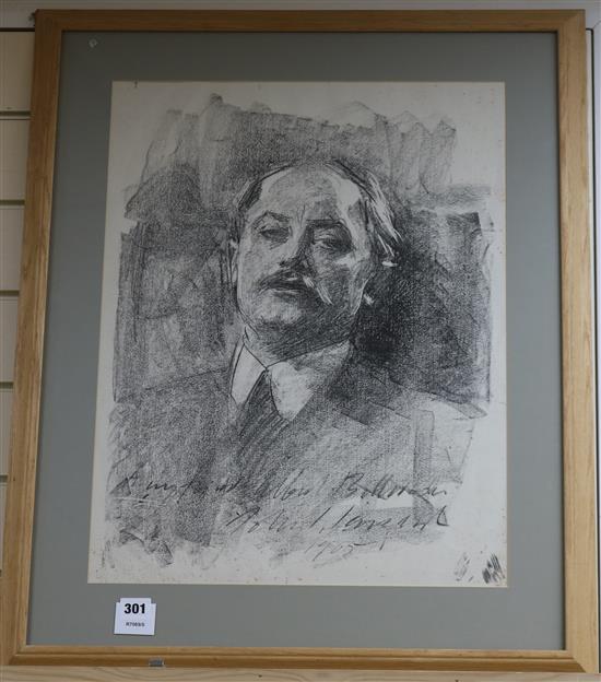 Albert de Belleroche, lithograph of his father, 21.75 x 16.5in.